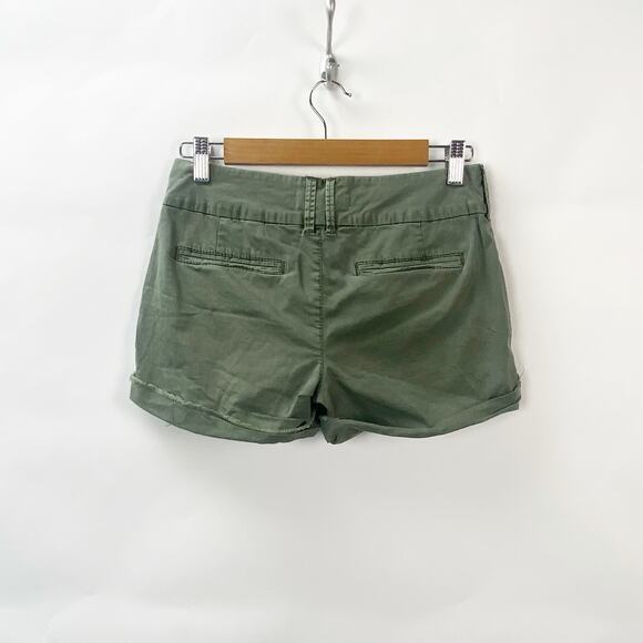 Marrakech 25 Womens Green Cotton Blend Mid Rise Flat Front Cuffed Chino Short - Picture 3 of 7